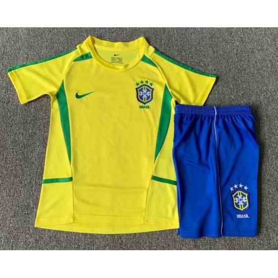 Youth Retro Soccer Jerseys Brazil Yellow 2002